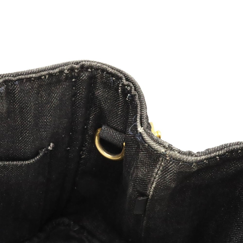 PRADA CANAPA Tote Bag Shoulder Denim NERO Black Boutique Purchased Item B2439G - Picture 7 of 8